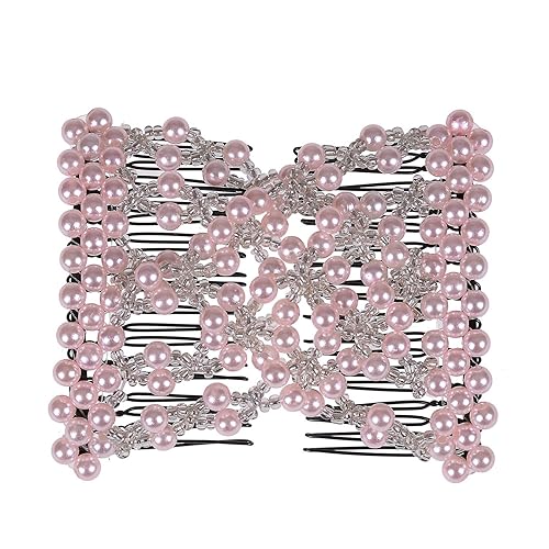 Miniatura 8 de Ruihfas 5 peines para el cabello con cuentas fáciles de estirar, doble diapositiva mágica de metal, horquillas para el cabello de las mujeres