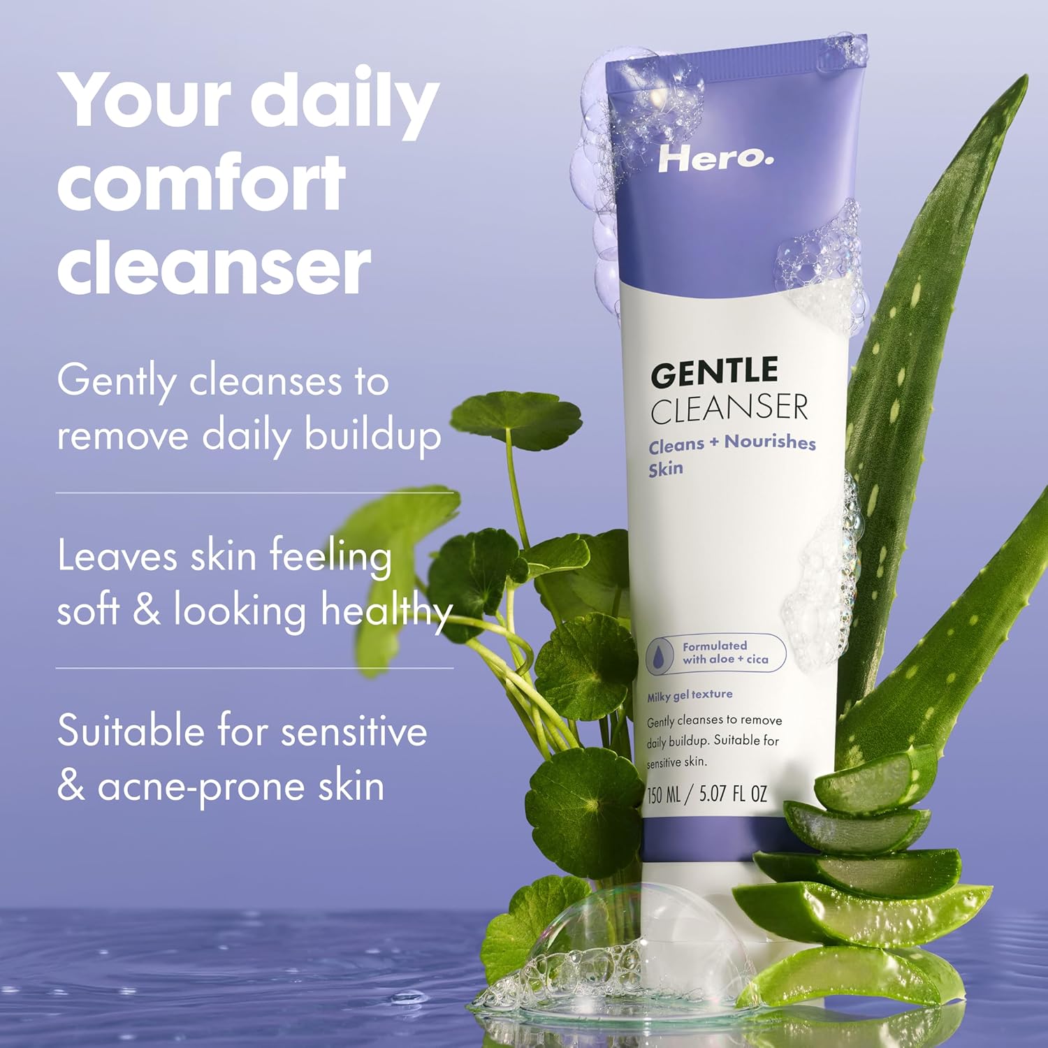 HERO COSMETICS Gentle Cleanser With Cica, Aloe, Panthenol, and Glycerin for Easy and Non-Irritating Daily Cleansing image 2
