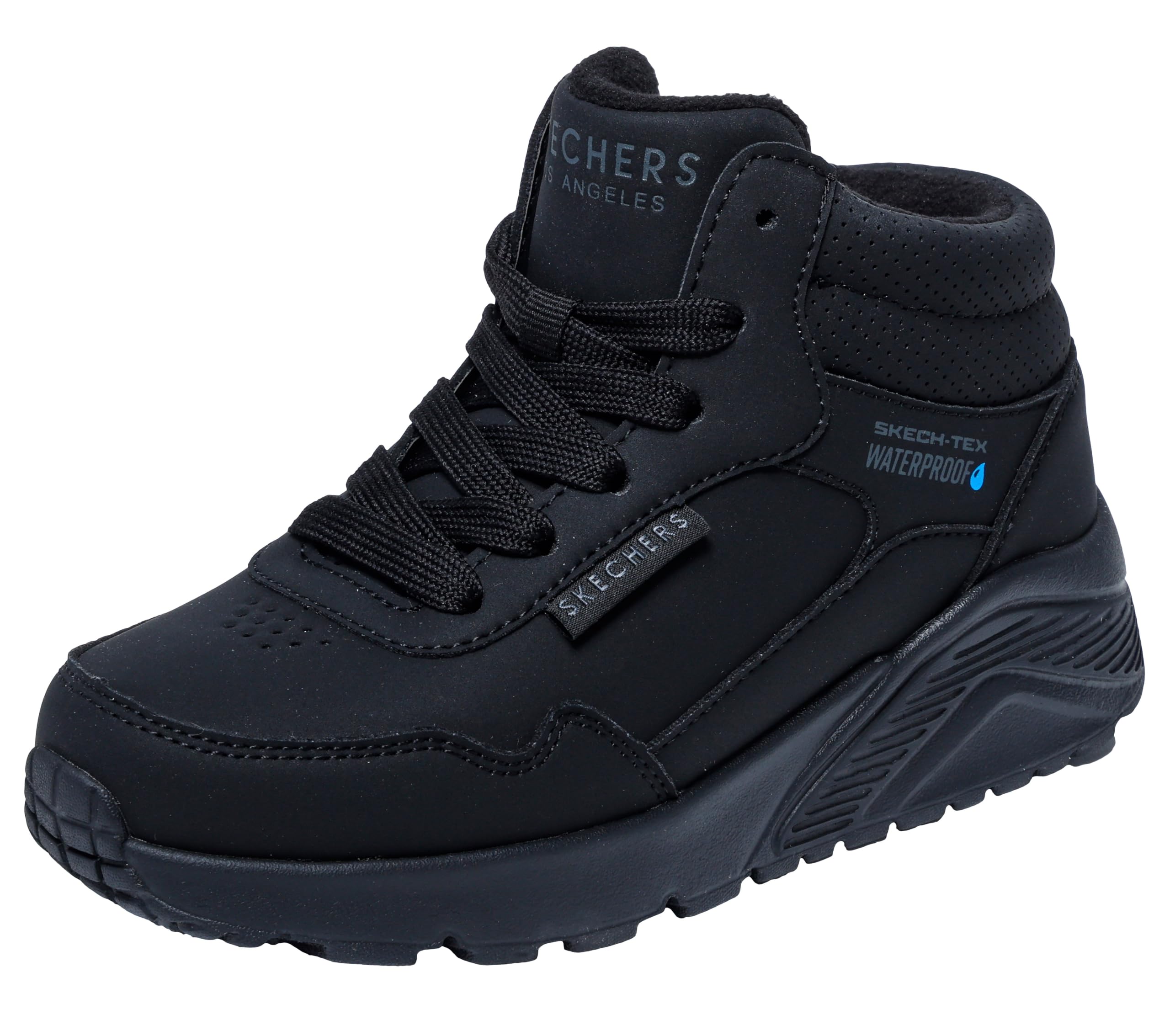 Skechers Bambino Uno Lite Aqua Ave Sneakers, Black Synthetic Black Trim, 31 EU