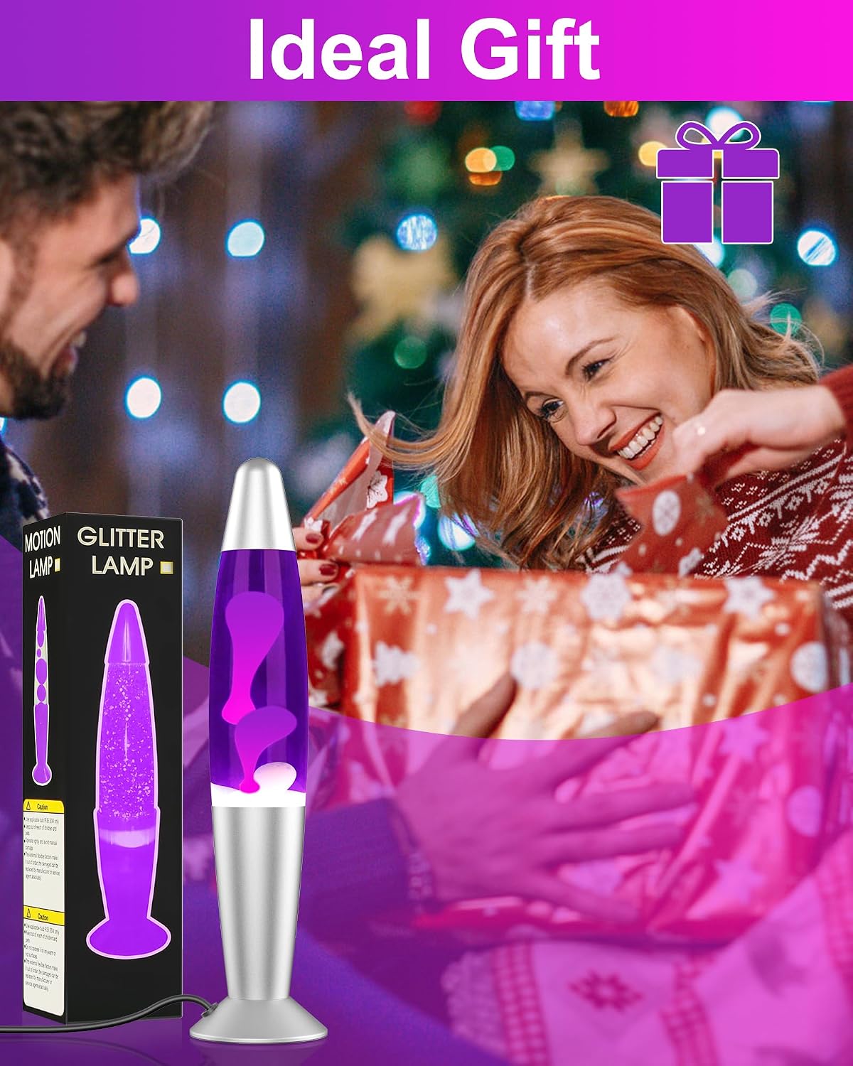 Purple LED Motion Lamp for Adults and Kids, Liquid Motion Lamps with White Wax Flows, Night Light Home Room Decor, Gifts for Women and Girls