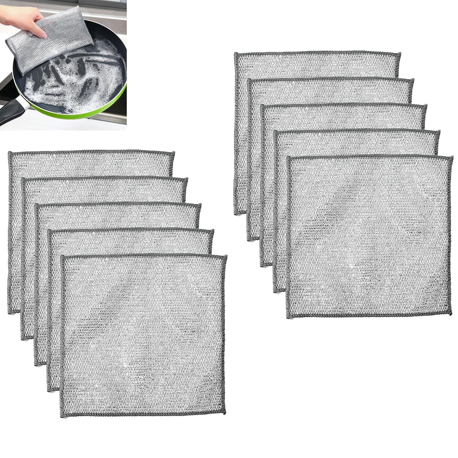 Trapo de Alambre Metálico,Reutilizable de Alambre Lavar Platos,Lavar en Húmedo y en Seco Trapos,Wire Dishwashing Rags,Paño De Cocina Alambre,Paños de Alambre Multiusos,Trapo de Limpieza Multifuncional