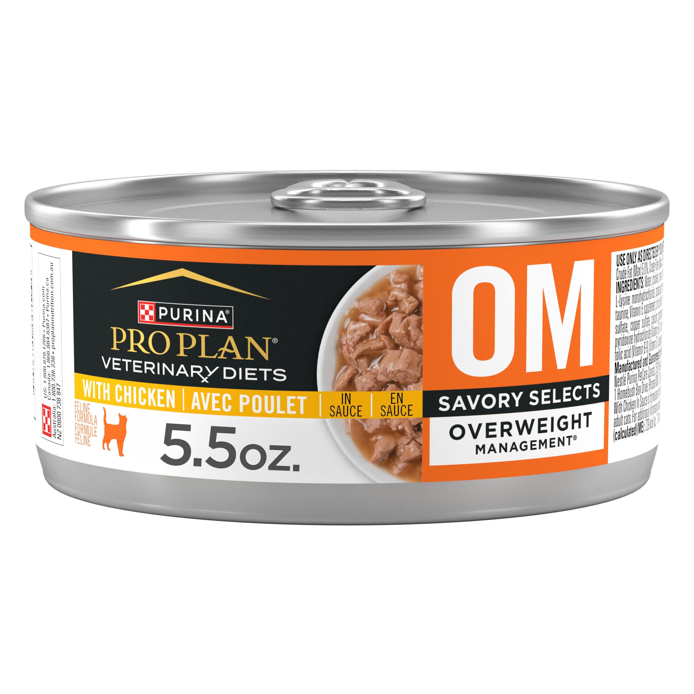 Purina OM Overweight Management Savory Selects with Chicken Feline Formula Wet Cat Food - (Pack of 24) 5.5 oz. Cans