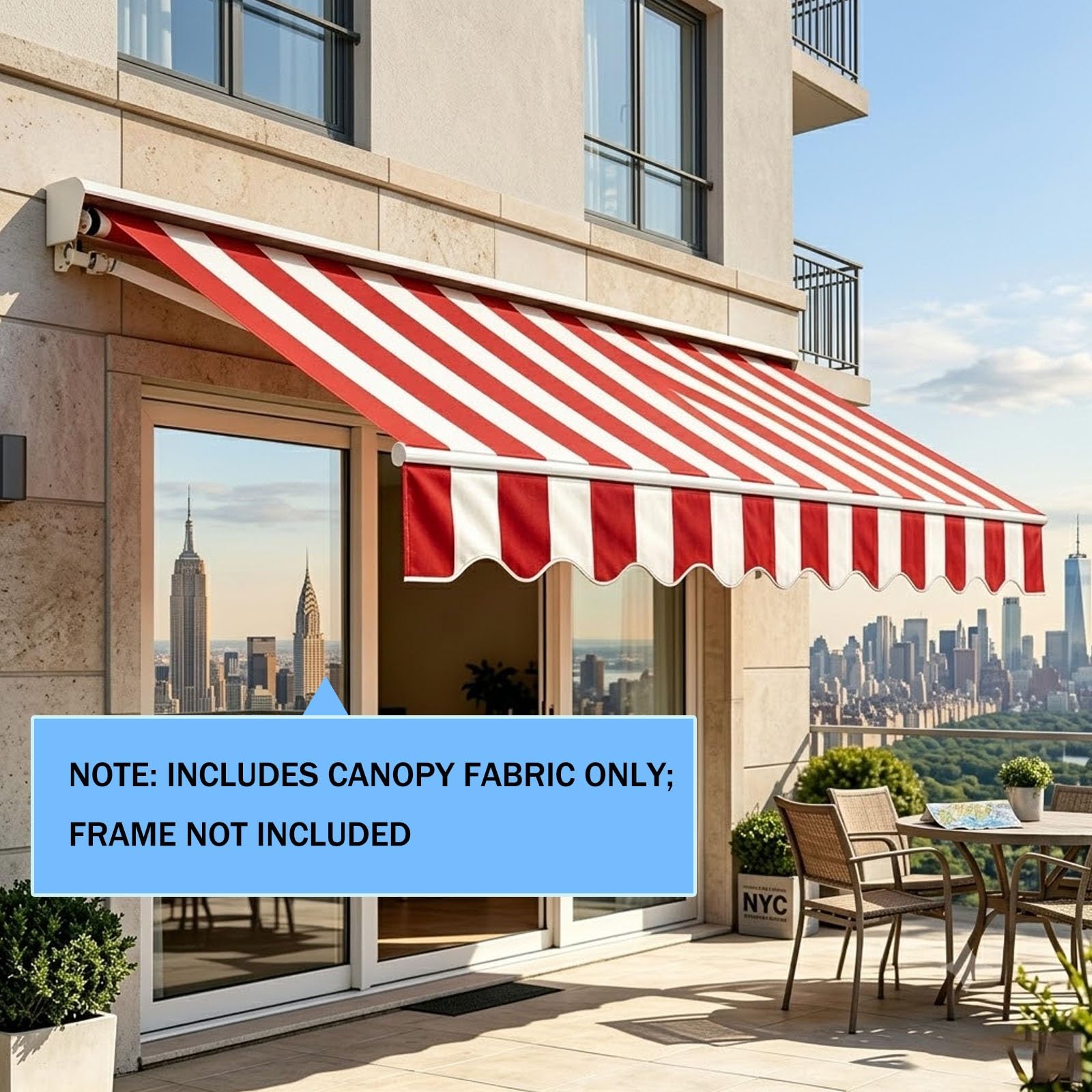 Toile de Rechange pour Store Banne Rétractable, Toile de Store Extérieur Imperméable pour Terrasse et Porche, Bâche de Protection Anti-UV sans Armature