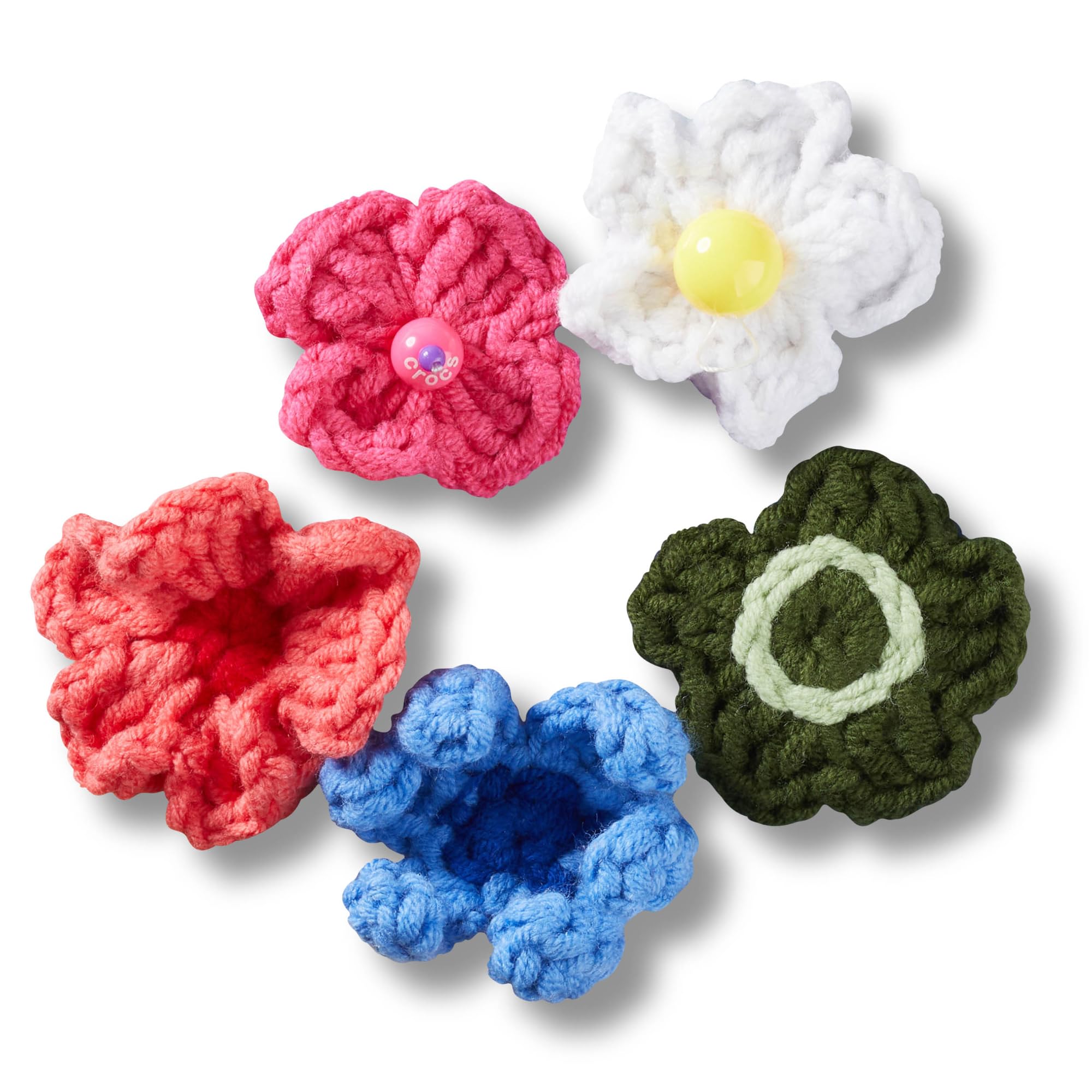 Crocs Colgantes de zapatos de ganchillo, mezcla de flores, multicolor, talla única, 5 unidades, multicolor, talla única