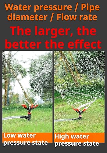 Miniatura 5 de Aspersor giratorio de 360 - Aspersor de césped con ángulo ajustable de 45, sistema de riego para césped y jardines domésticos, hecho de material ABS