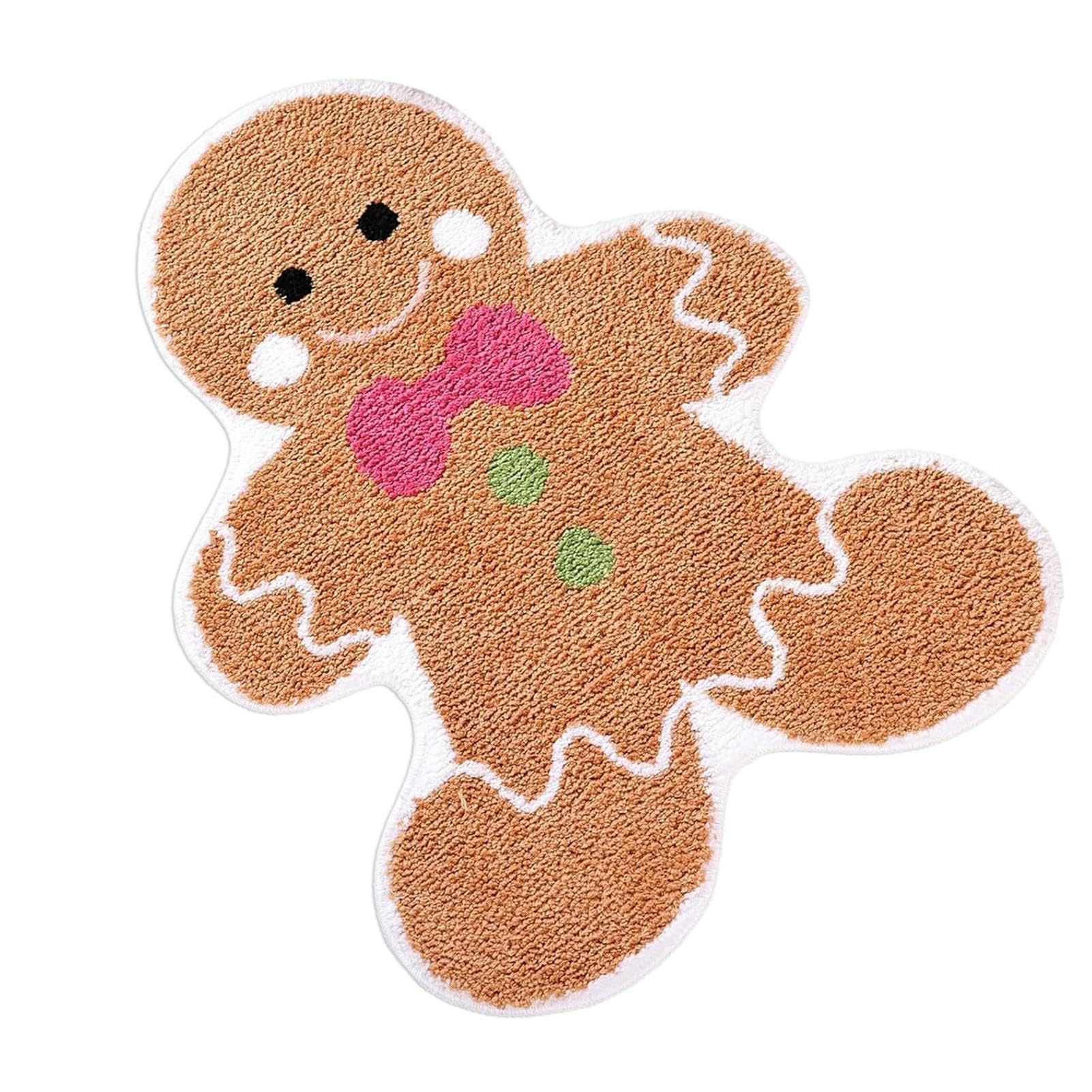 Alfombra de cocina de especias – Alfombra de cocina de Navidad de especias, alfombra de fregadero de especias | Felpudo con muñeco de Pan de Especias, antideslizante en forma de Muñeco de Jengibre