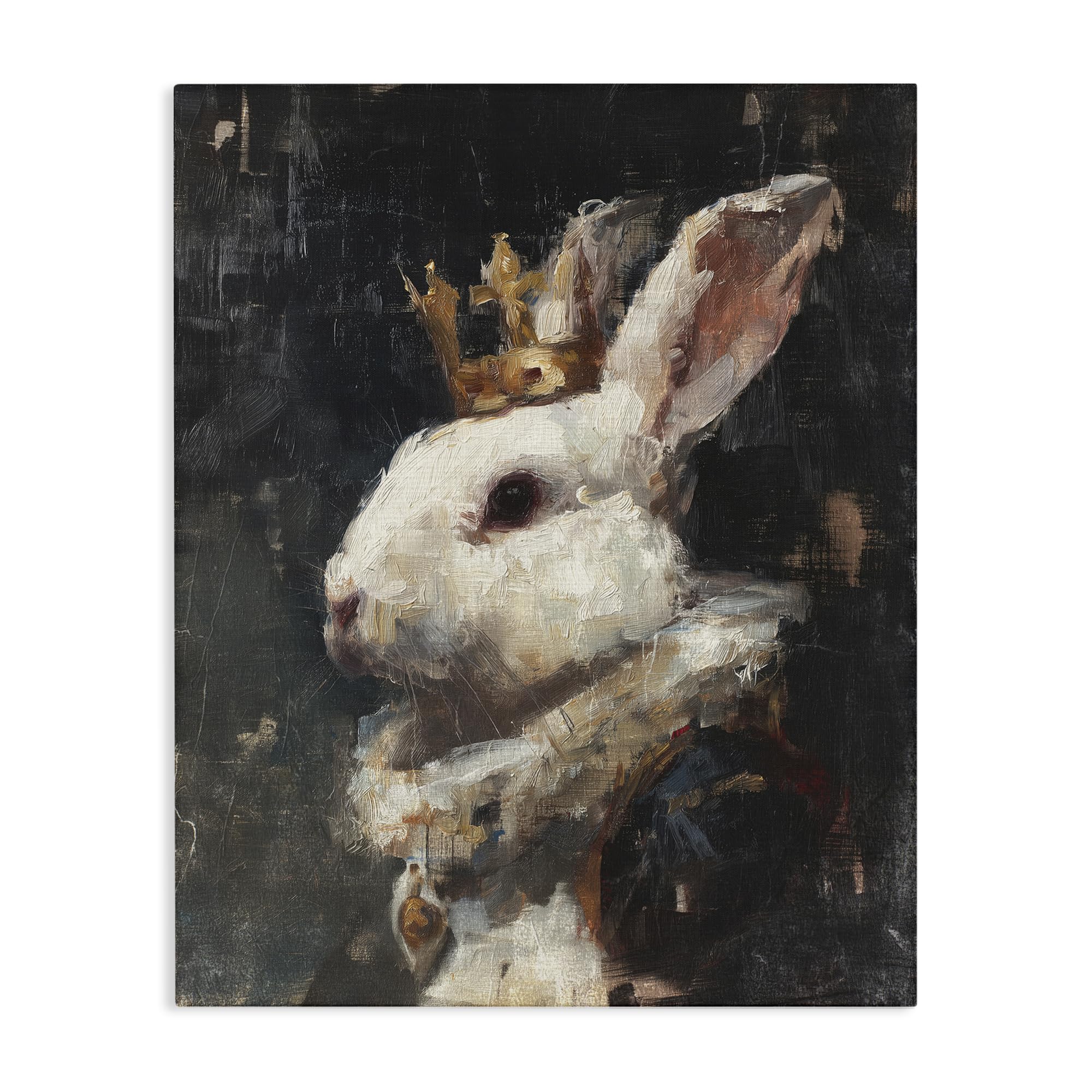 Stupell Industries Regal Crowned Rabbit Portrait Svetlana Aleynikova "Regal Monarch Rabbit" Canvas Art 24 X 30 Inches Easy To Hang And Sturdy Made In The Usa