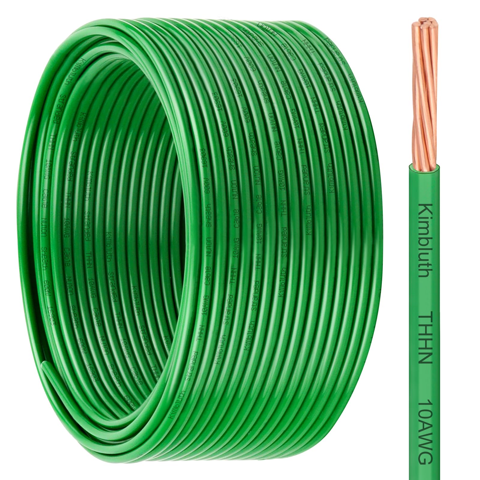 THHN Wire 10 Gauge 100 FT Stranded Copper Wire, 10 AWG Copper Wire Rated up to 600V Building Wire Nylon Jacket for Residential, CNC, Ground,