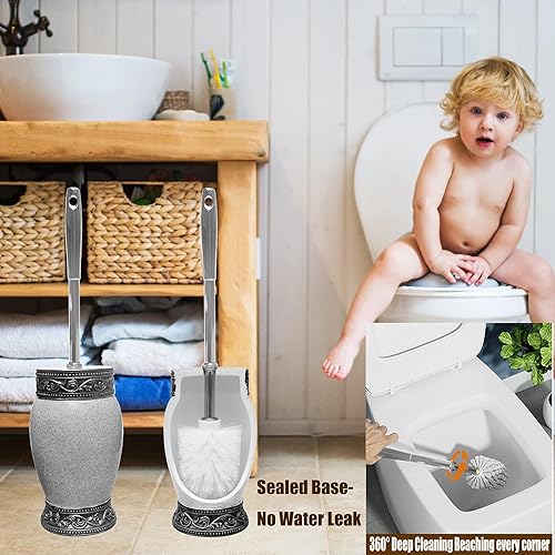 Miniatura 5 de Juego de 6 accesorios de baño que incluye basura, vaso, soportes para cepillos de dientes, jaboneras, dispensador de jabón y cepillo de inodoro,