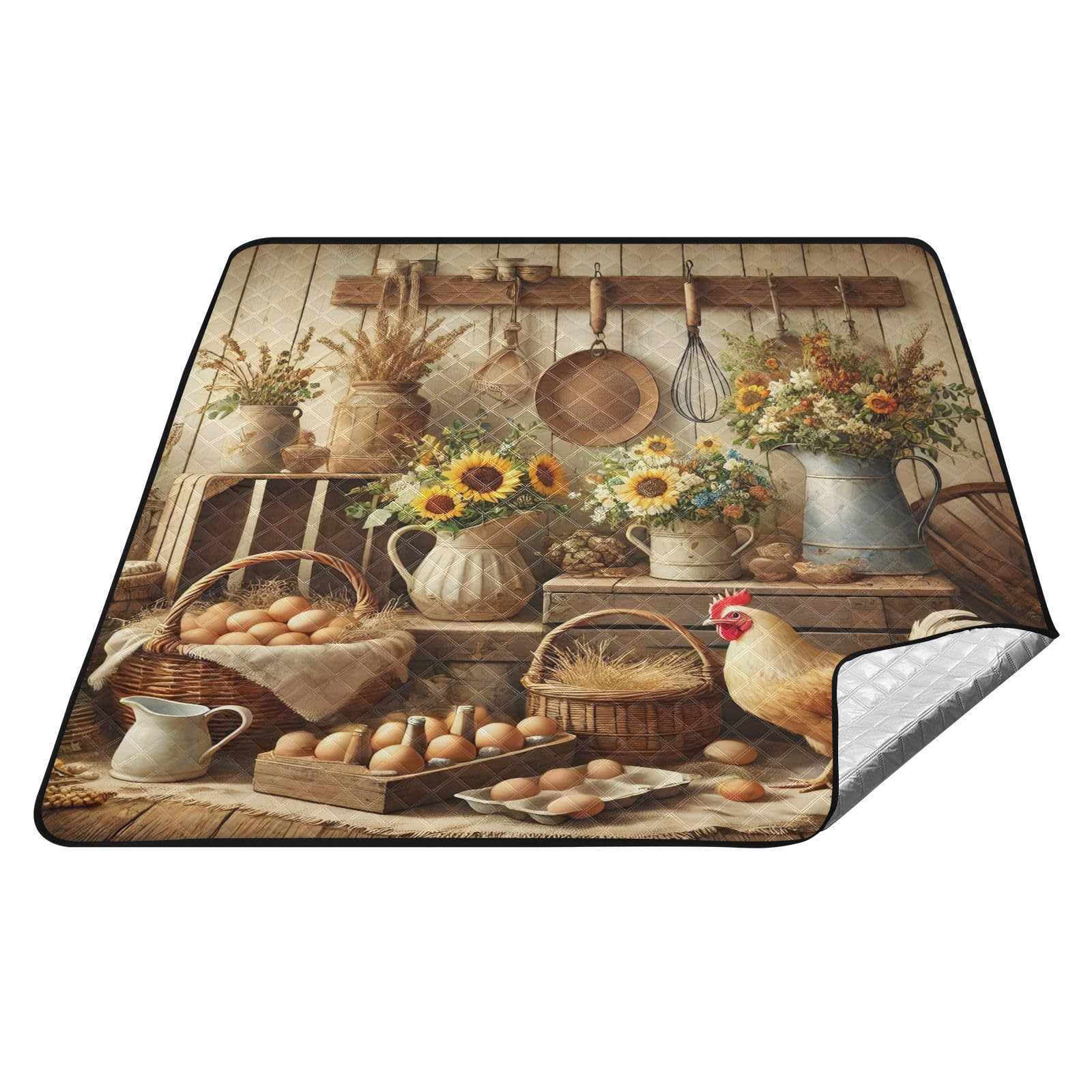 Couverture de camping beige extra large pour stade et pique-nique Country Market