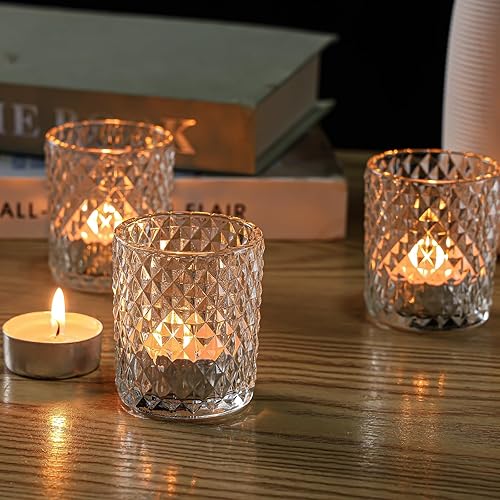 Miniatura 1 de Juego de 12 portavelas votivas, decoración de boda, centros de mesa para mesas, despedida de soltera, fiesta de otoño, decoración bohemia (diamante