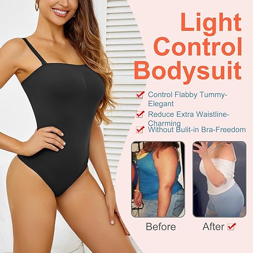 Miniatura 4 de Body sin tirantes para mujer, tanga con control de abdomen, sin costuras, sin espalda, moldeador de cuerpo