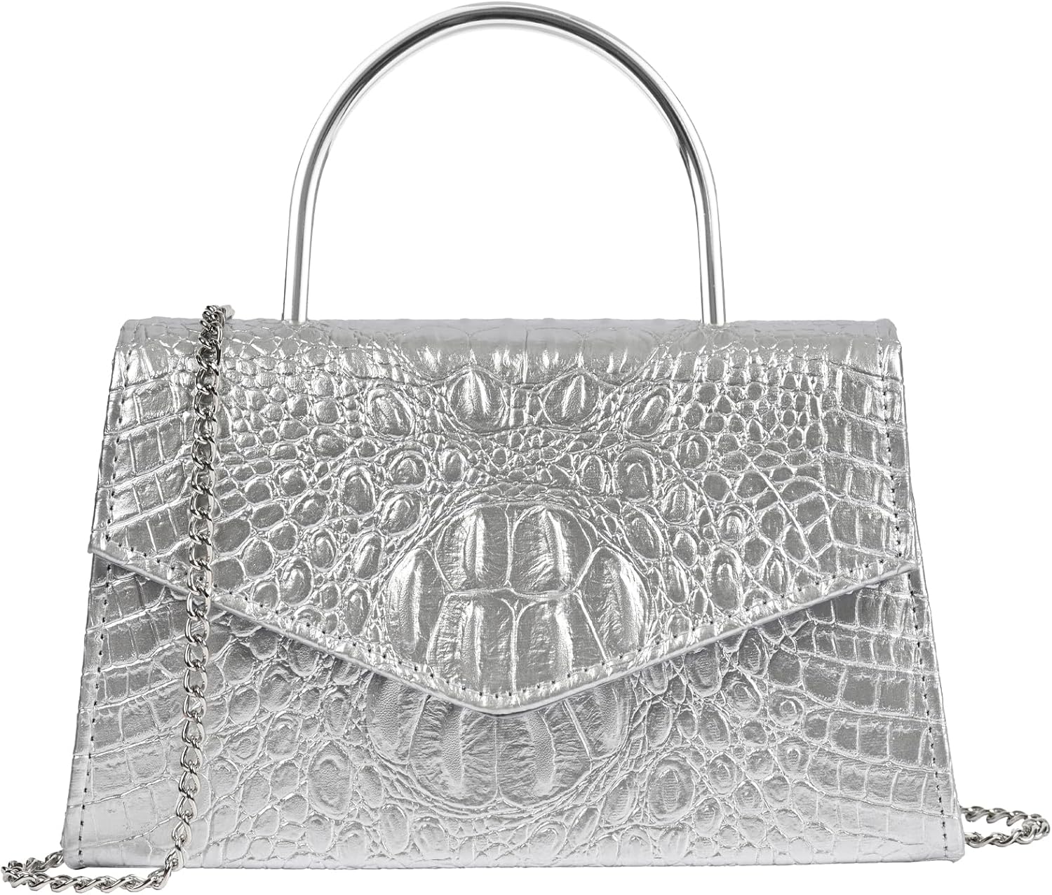 Top Handle Evening Bag for Women Vegan Leather Envelope Clutch Purse Handbag Formal Wedding Prom Party