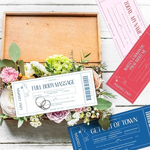 Miniatura 10 de Zonon 20 tarjetas de cupón de amor para el día de San Valentín para pareja dulce, marido, esposa, novio o novia, regalo romántico para boda,