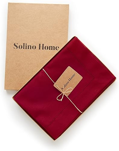 Miniatura 7 de Solino Home Servilletas de lino de algodón con diseño de lavanda de hielo, juego de 6 servilletas de cena con vainica de 20 x 20 pulgadas, lavables