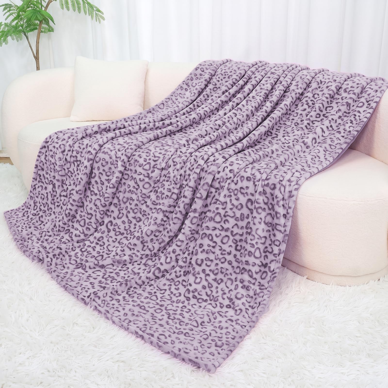 Twin Size Blankets for Bed - Lightweight Purple Blanket Throw for Women, Soft Fuzzy Lavender Fleece Bedding for Home Bedroom Dorm Decor 60"x80"