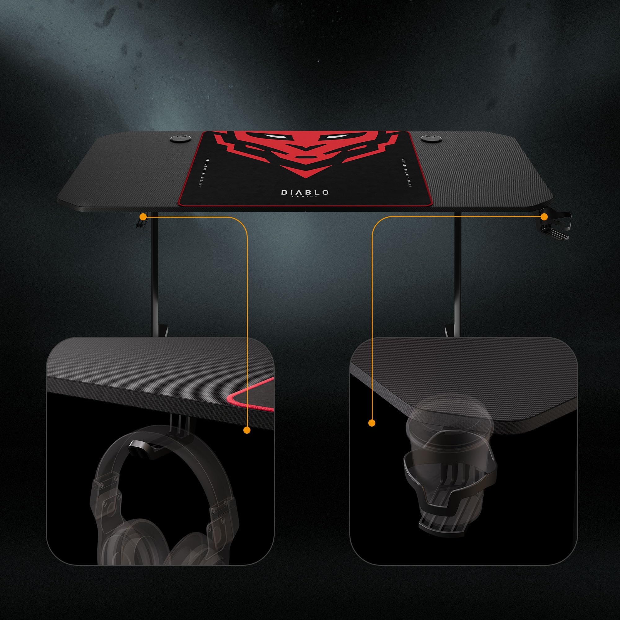 Diablo X-Mate Grand Bureau Gaming PC Ergonomique 160x75x75 cm