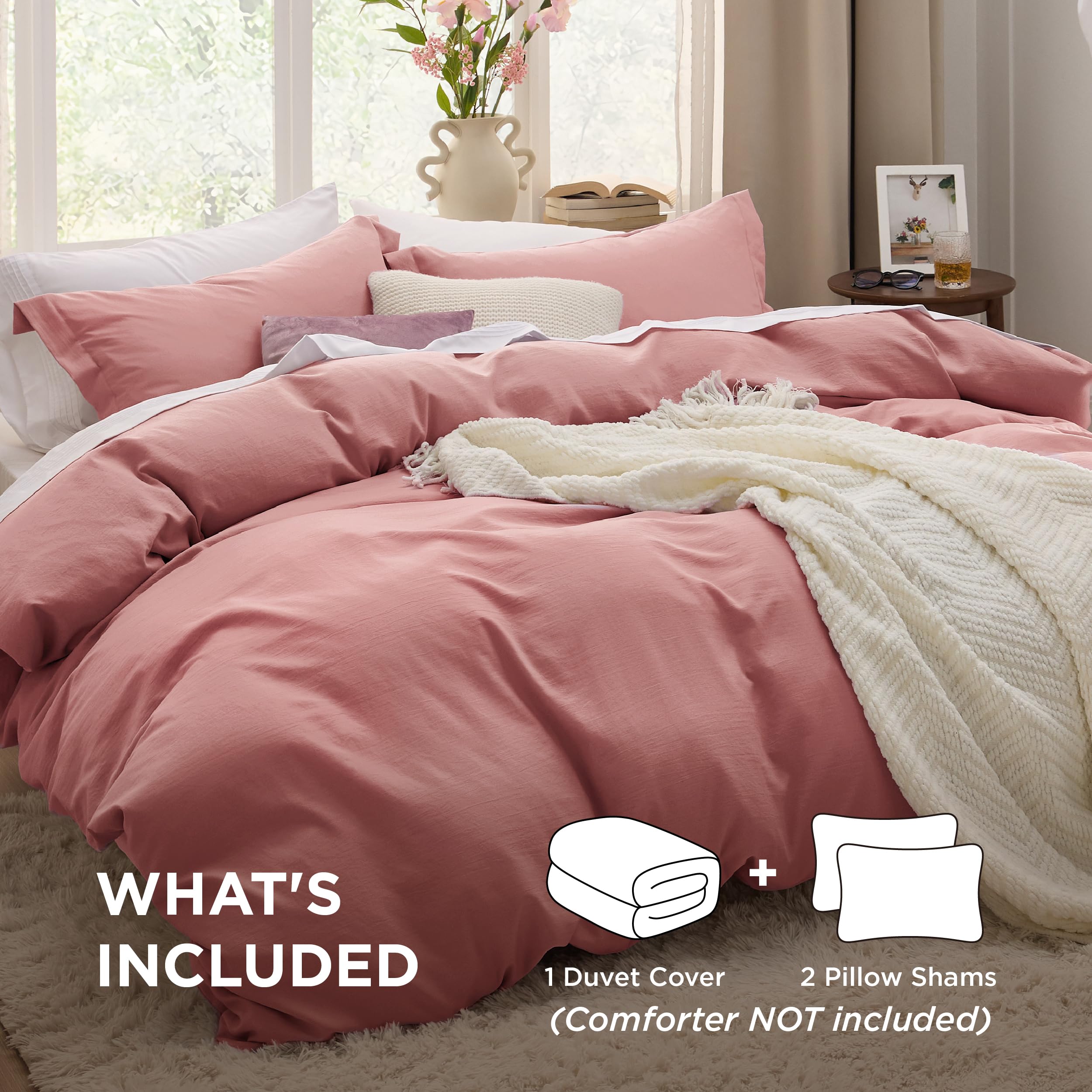 Amazon.com: Bedsure Pink Clay Duvet Cover King Size - 3 Pieces