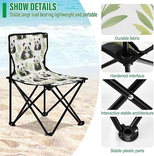 Miniatura 5 de Al aire libre plegable lindo panda animal bambú camping sillas para adultos silla de camping portátil silla de césped ligero 202a5021
