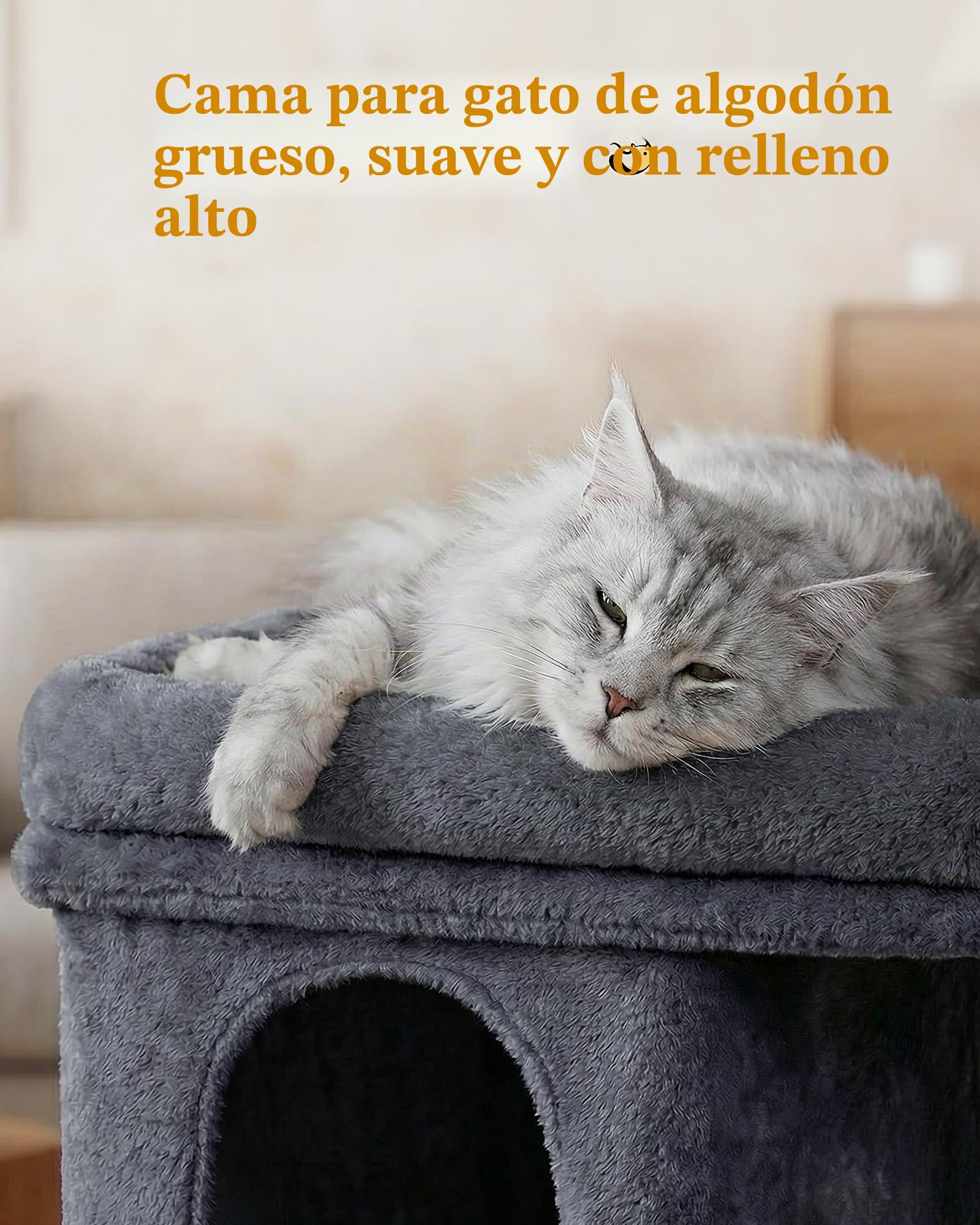 Aechonow Árbol para Gato Adulto Grande, Plataforma Grande, 61cm Escalador Torre, Sisal Poste de Rasguño, 2 Perreras de Interior de la Casa para Gatito Pequeño y Mediano, Gris Oscuro