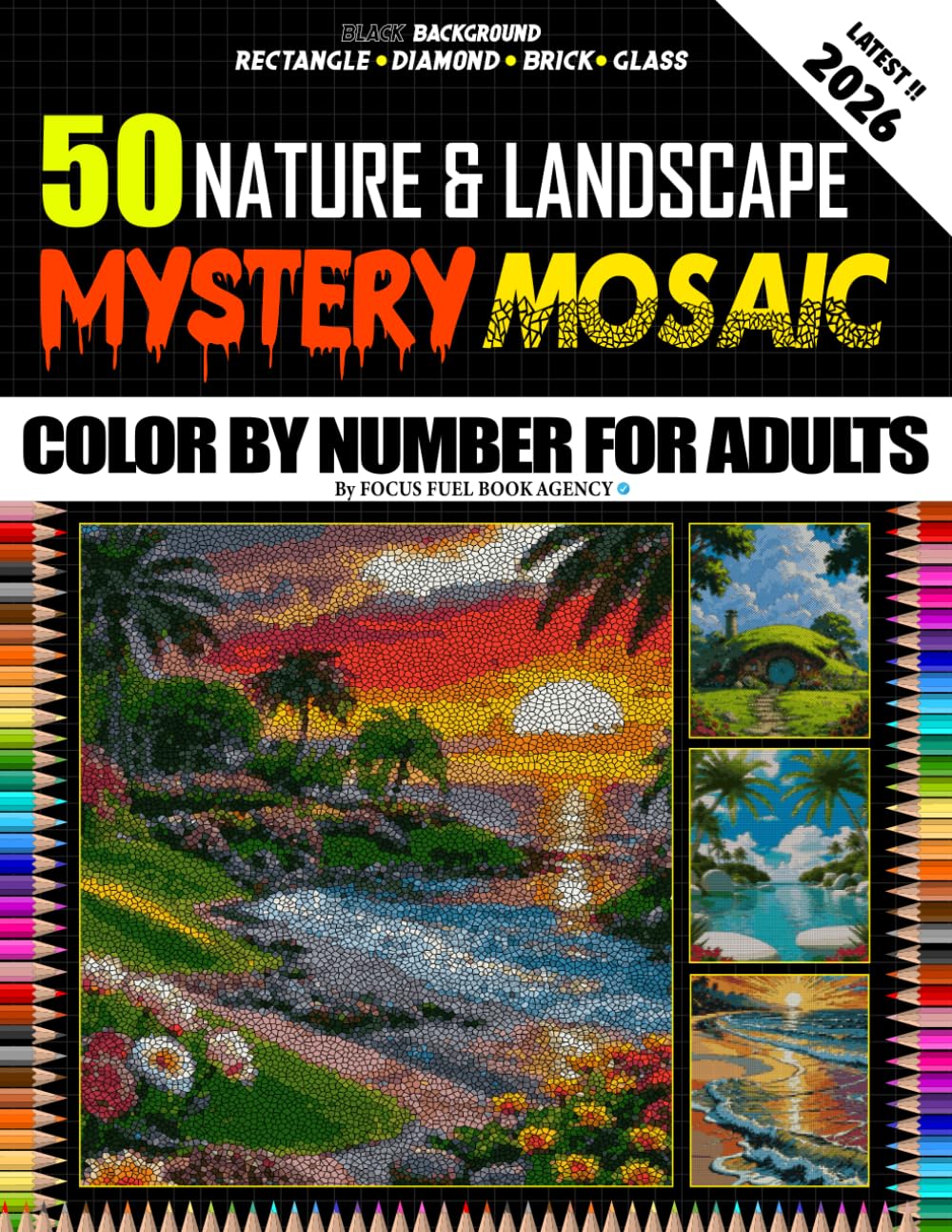 50 Nature & Landscape Mystery Mosaic Color By Number For Adults: Relaxing Color-by-Number – 50 Mystery Nature & Landscape Masterpieces