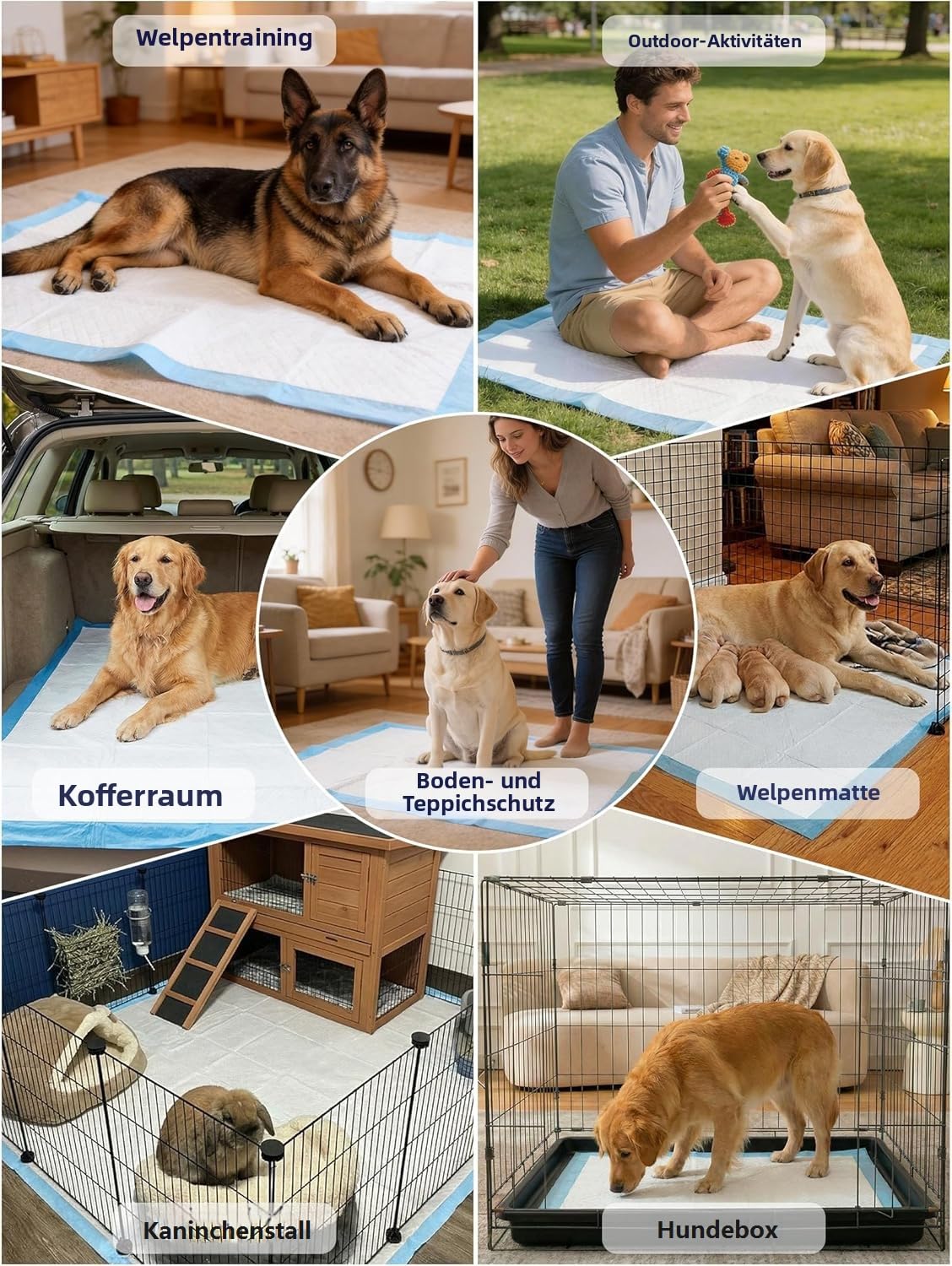 Ownpets 80x90cm große Trainingsunterlagen Hund, 40 stücke saugfähige Hunde Toilettenmatte, Pee Pads, Pipi Matten für Hunde, Inkontinenzunterlage Einweg, schnell trocknender Oberfläche, für große Hunde