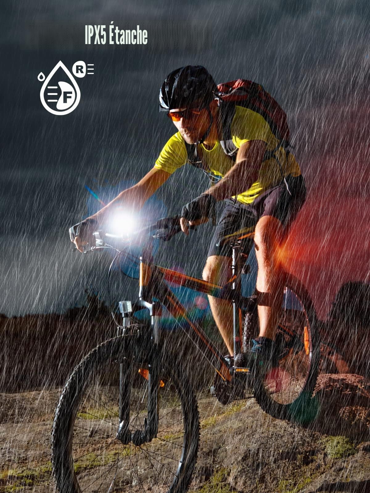 Lumiere Velo Avant et Arriere, Ensemble Éclairage Vélo LED Puissant 5 Modes Lampe Vélo Rechargeable USB Étanche IPX5
