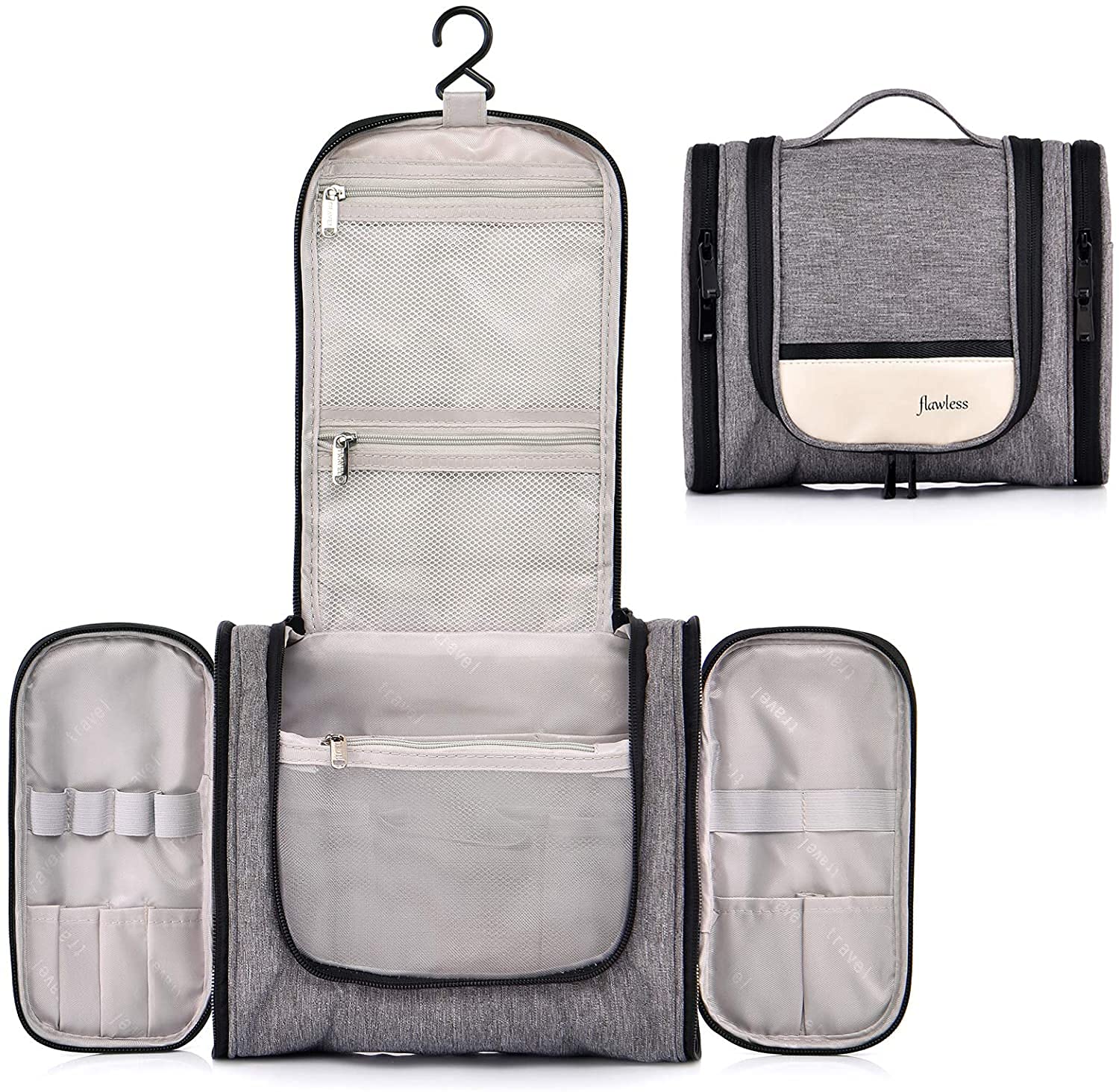 SoloTravelTravel Cosmetic Makeup Pouch Bags Hanging Toiletry Organizer for Men Women (Grey Color)