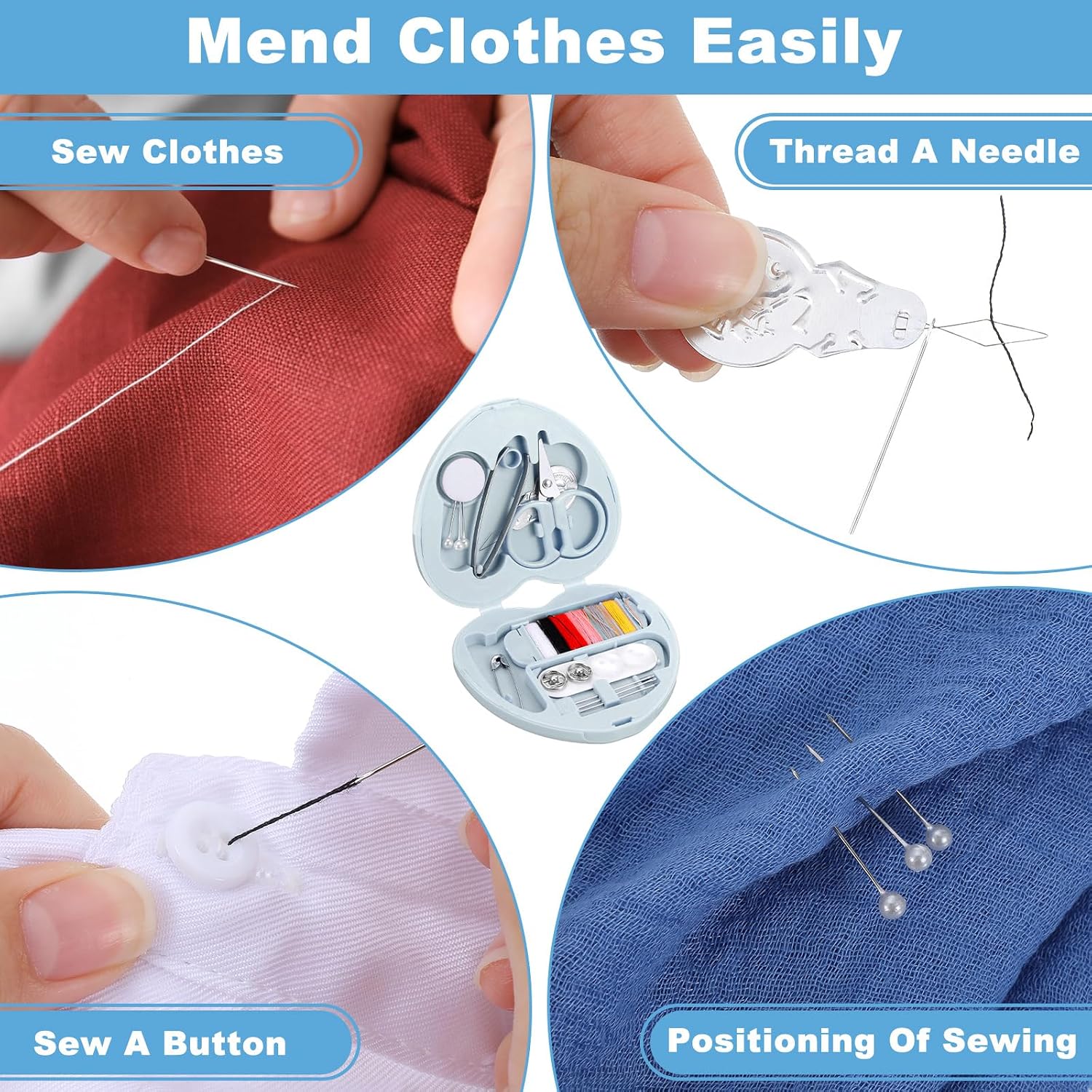 Tyqour Small Mini Sewing Kit Travel for Adults, Small Sewing Kit Travel Size Portable Tiny Thread Needle Repair Kits for Women Wedding Starter Mom Traveling Beginner Traveler Hotel