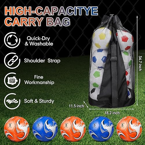 Miniatura 3 de Libima 13 Pcs Soccer Ball Bulk Operation 10 Pcs Official Size Soccer with Carry Bag and 2 Pump Soccer Training Sport Gift for Child Adults