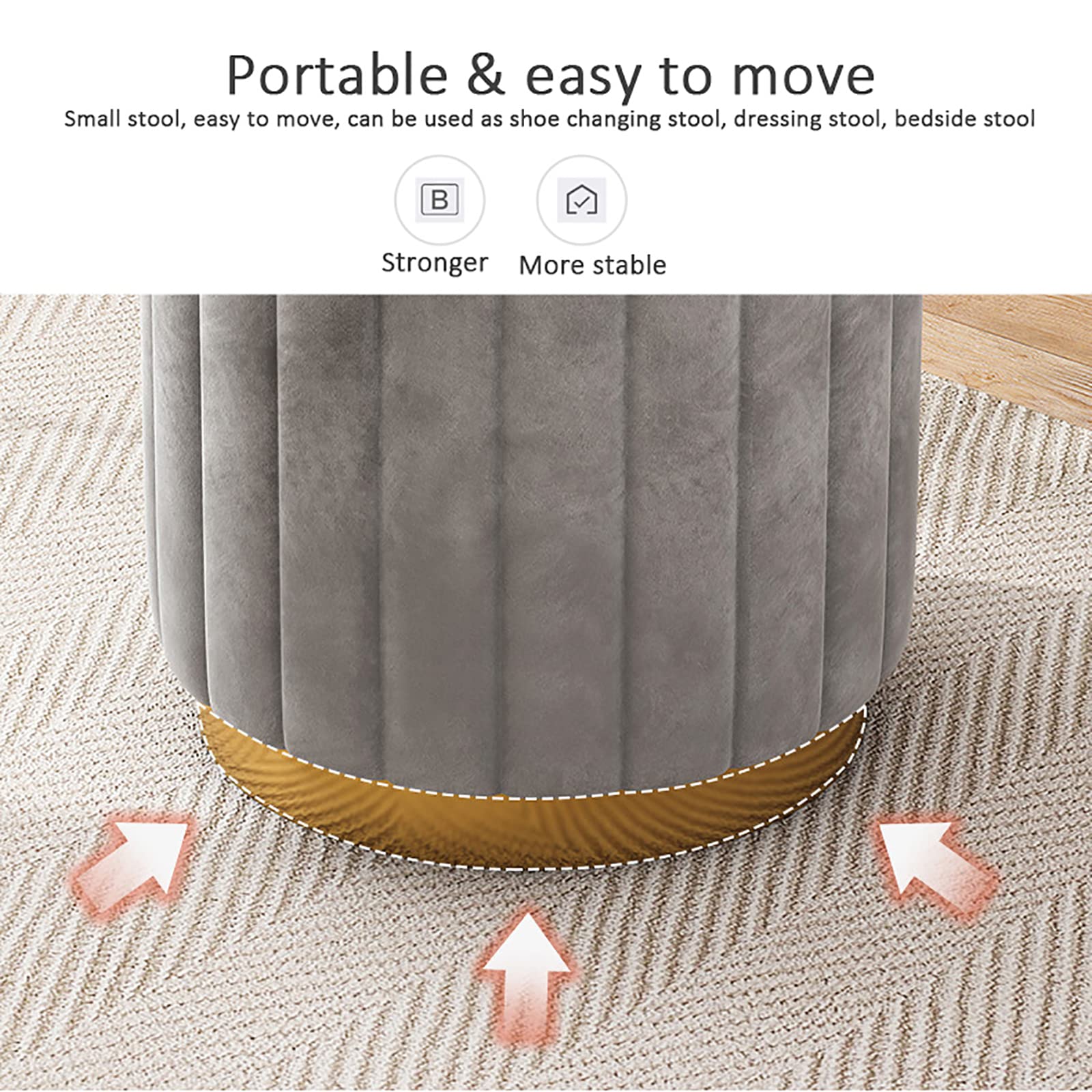 Sgabello da toeletta in Velluto con Contenitore, Pouf Rotondo con Contenitore, Comodo poggiapiedi Imbottito, Sgabello da Trucco per Camera da Letto, Regalo per Ragazze