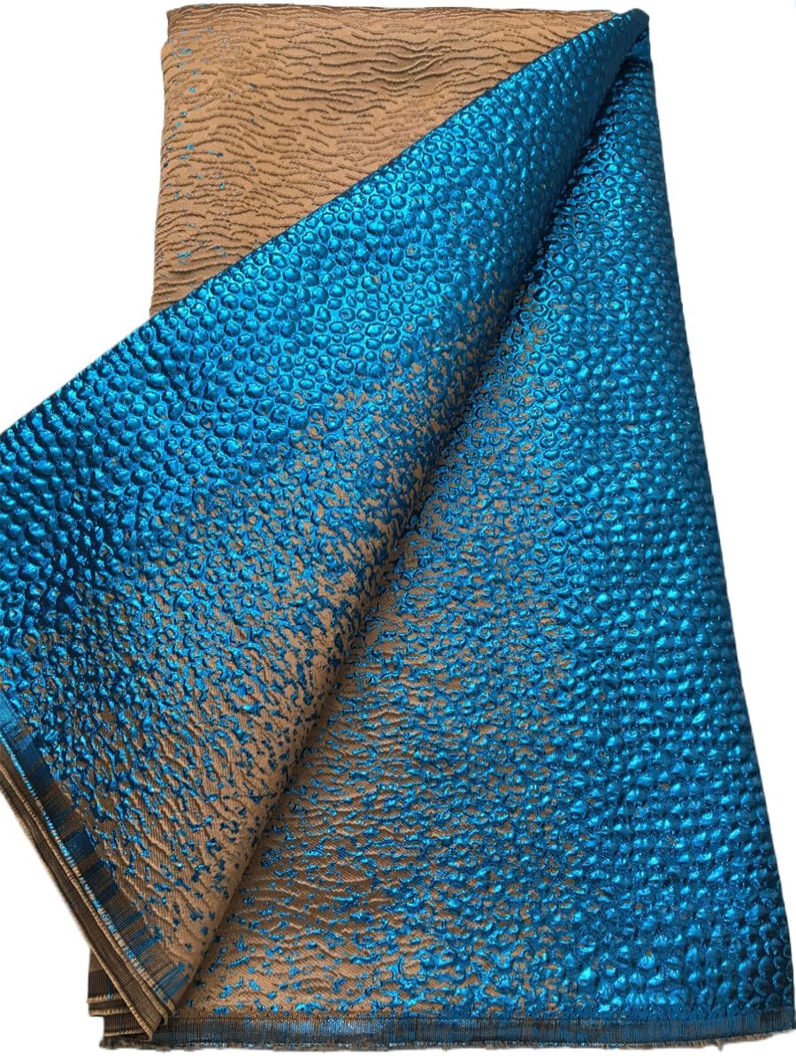 African Lace Fabric 5 Yards of Two-Color Fish Scale Fabric Stamping Fabric for Wedding/Party/Daily Sewing(L41525)