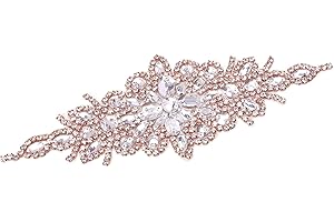 DUOBAO Rhinestone Pearl Bead Applique Rose Gold Belt for Women Cream Ribbon...