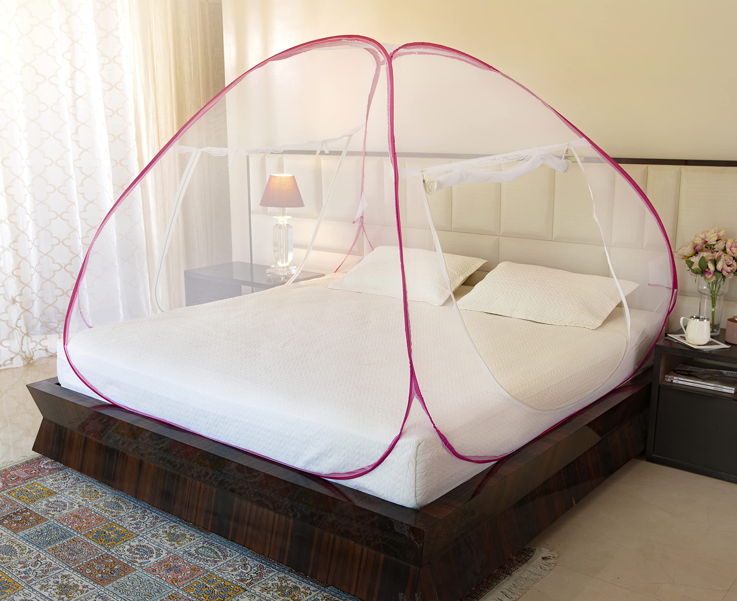 Amazon Brand - Solimo Mosquito Net, Double Bed (King Size, 24-30 GSM, Foldable, Highly Durable) - Pink (B0B975472Y) Amazon Price History, Amazon Price Tracker
