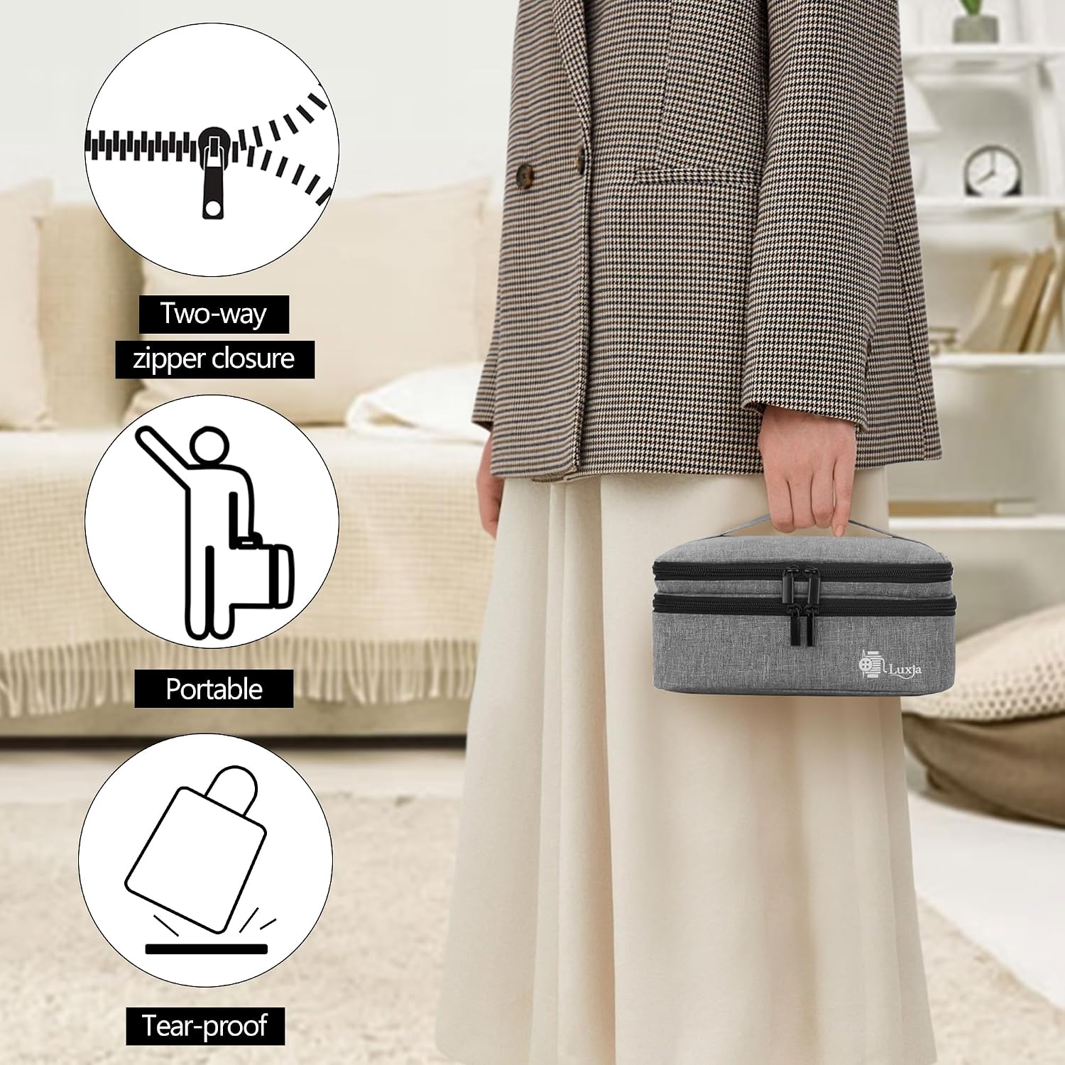 Luxja Double-Layer Medium Sewing Organizer, Gray
