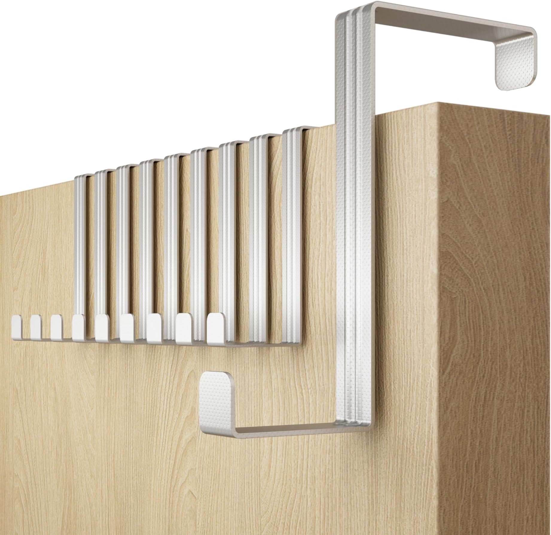 4smile Over Door Hook Set of 10 – Silver Coat Hooks for Leaf Depth 3.6 cm (1.4") + 4.1 cm (1.6"), Sturdy Hangers for Clothes, Wreath Hanger