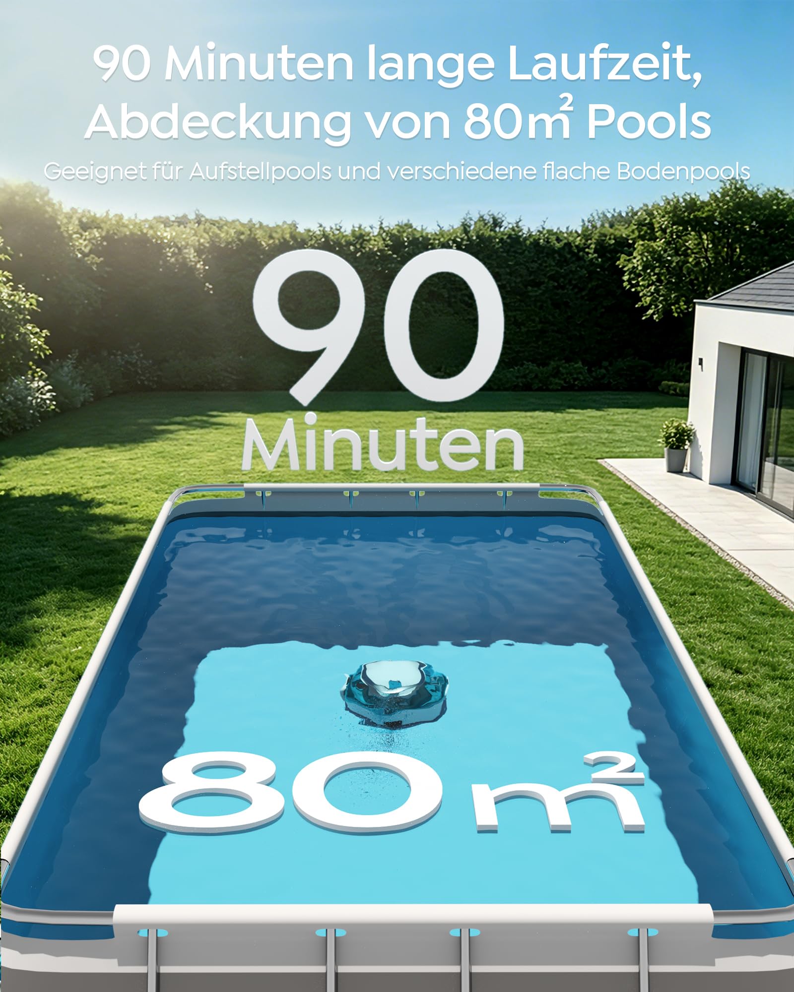 S2 Poolroboter,Doppelfiltration,Kabelloser Poolsauger Akku,Blau