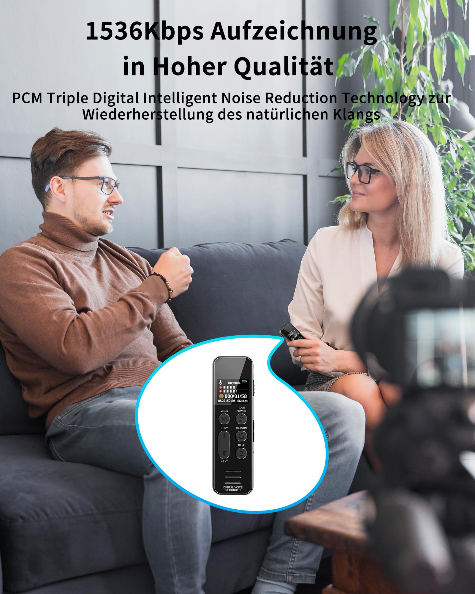64GB Diktiergerät Professionelles, XIXITPY Aufnahmegerät mit 60 Stunden Daueraufzeichnung und DSP-Rauschunterdrückung, 3072kbps Voice Recorder für Vorlesungen Meetings Klassen Interviews