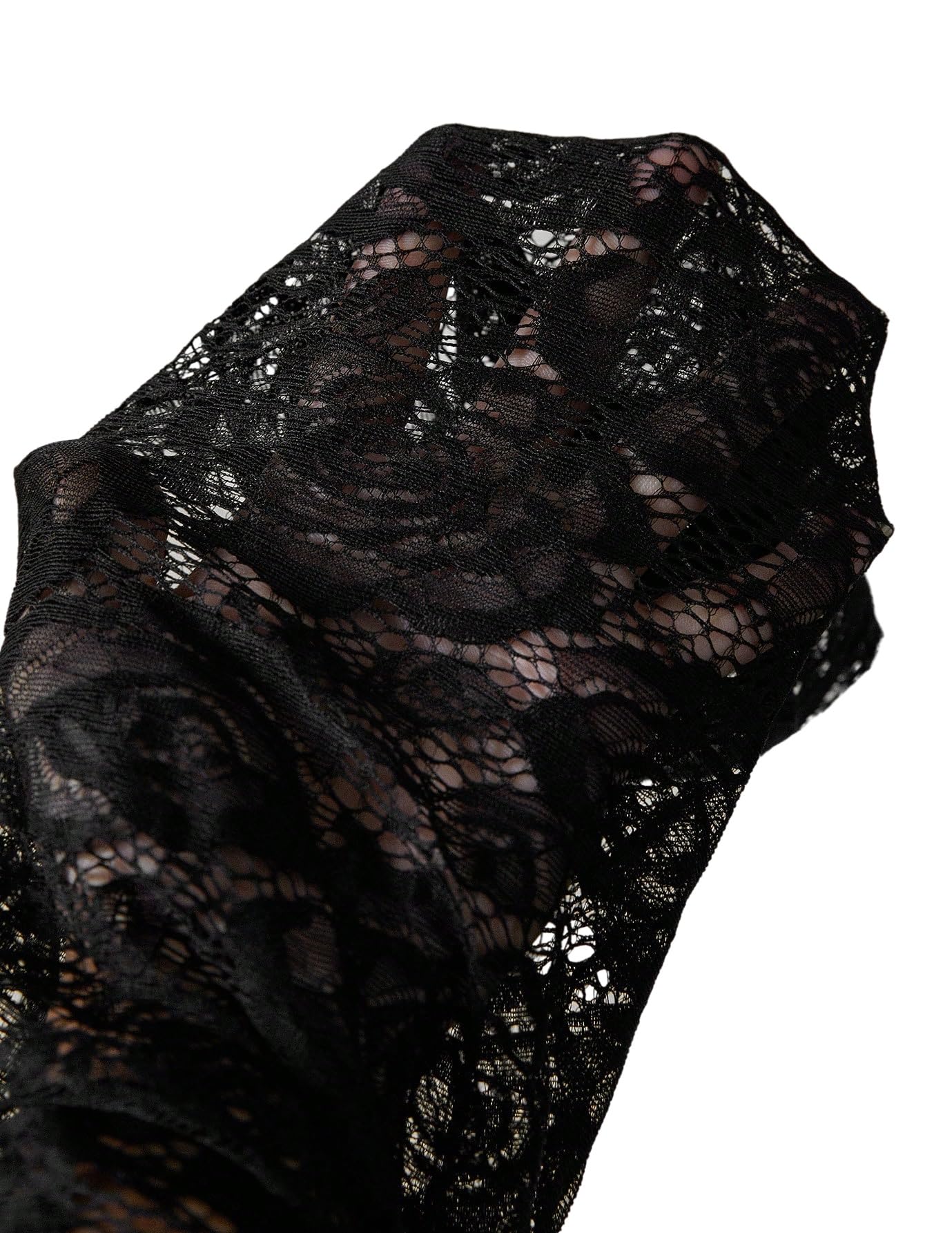 GORGLITTER Curvy - Top da donna in pizzo con nodo sul davanti, con scollo a V, per l'autunno, a maniche lunghe con orlo increspato