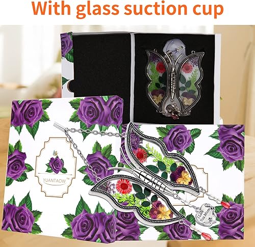 Miniatura 7 de Regalos para mamá, te amo mamá, regalo de cumpleaños para el día de la madre, mariposa, atrapasoles de flores reales de metal, bellamente hecho a