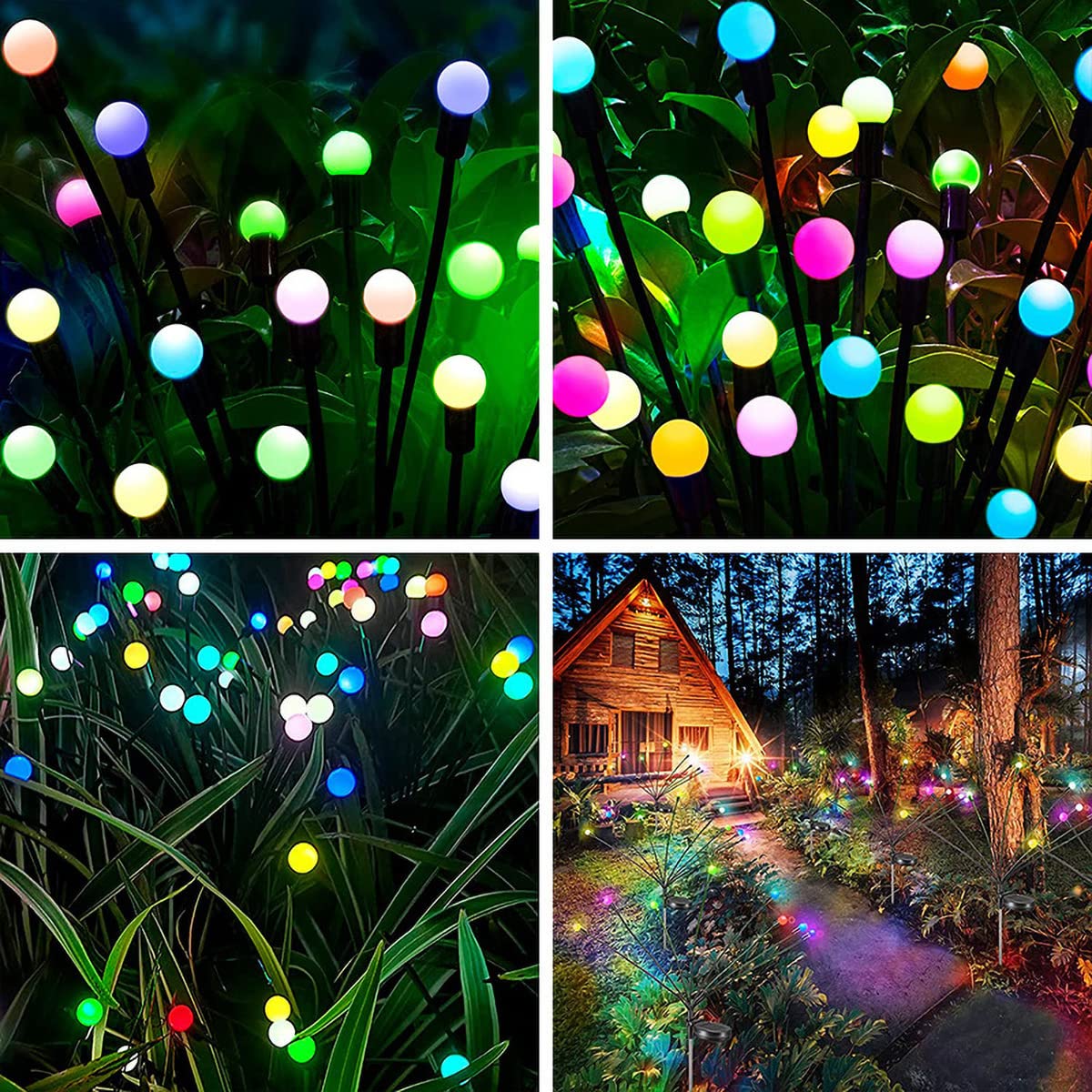 Gartenleuchten Solar Glühwürmchen Leuchte 4 Stück mit 40 Kugeln,Solarleuchten für Außen Garten,Solarlampen mit Farbiges Licht für Wege Rasenflächen Gartendeko Weihnachtsdeko