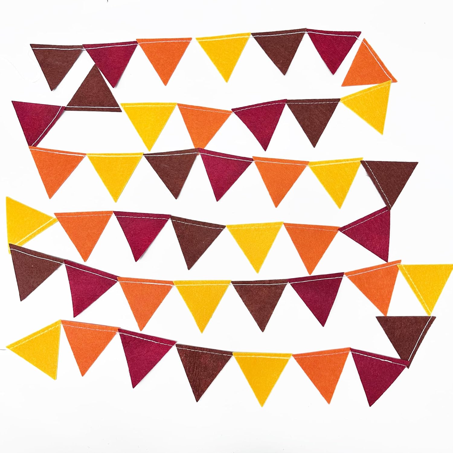 Fall Party Decoration Orange Yellow Brown Burgundy Felt Hanging Triangle Mini Bunting Pennant Banner Flag for Autumn Thanksgiving Harvest Birthday Wedding Baby Shower Party Classroom Nursery Decor - Image 4