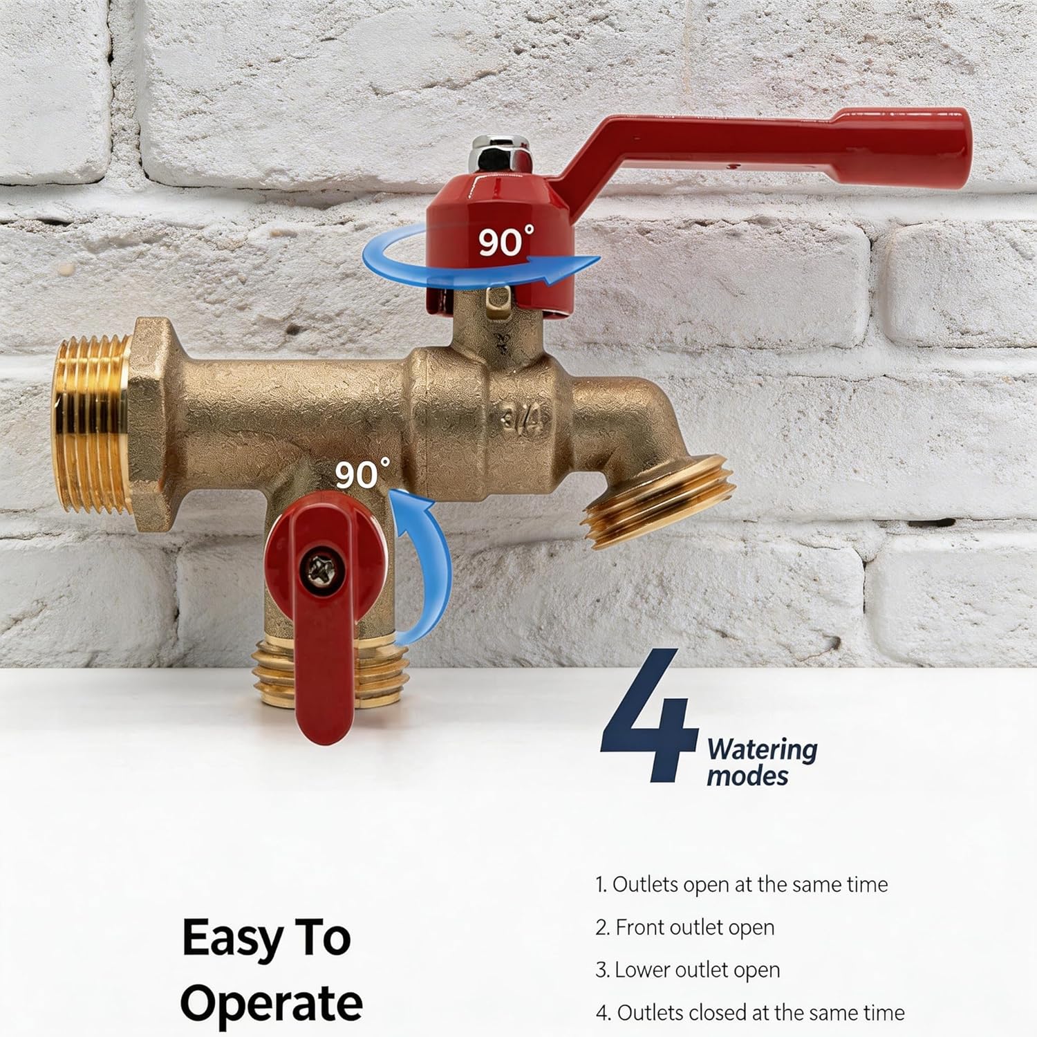 ‌VANCOCO Outdoor Garden Water Faucet with Double Outlet - Wall Mounted Faucets with 3/4 inch NPT Female Inlet & Two Outlets