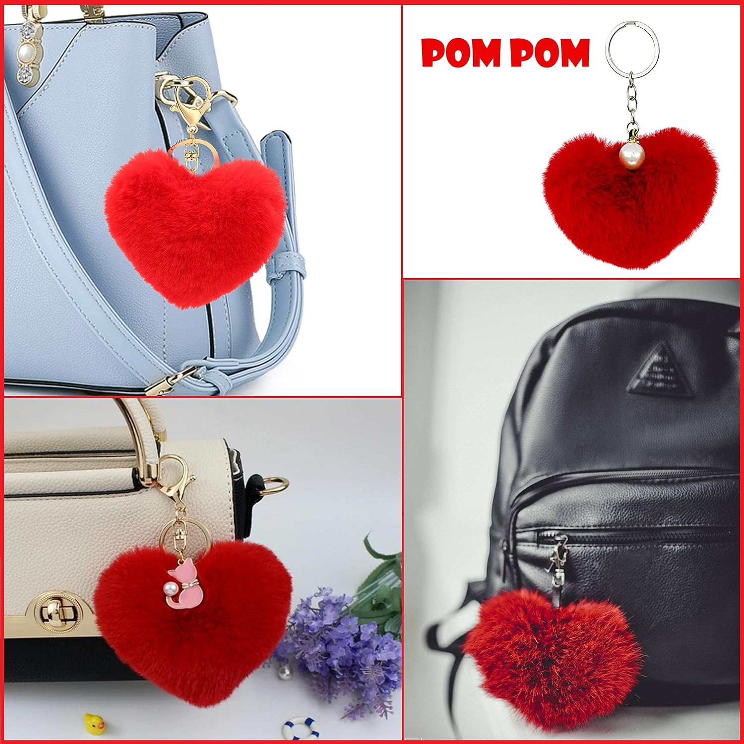 Keychain Set for Women and Girls Includes Wristlet, Pom Pom, Credit Card Puller and Personal Alarm - Image 5