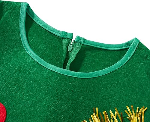 Miniatura 4 de Disfraz de árbol de Navidad para niñas, vestido de árbol de Navidad de manga corta con sombrero, traje de cosplay, 2 piezas