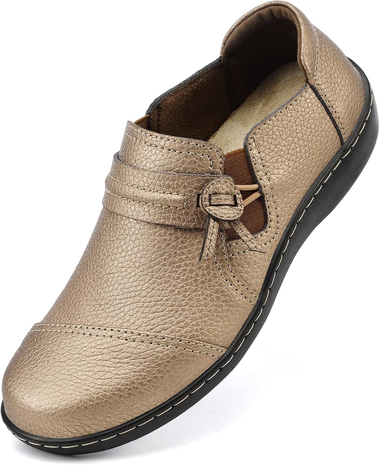 LAZYPOP Women’s Classic Comfort Leather Loafers Cute Slip-Ons Casual Dress Shoes Lightweight Walking Flats Everyday Work Shoes