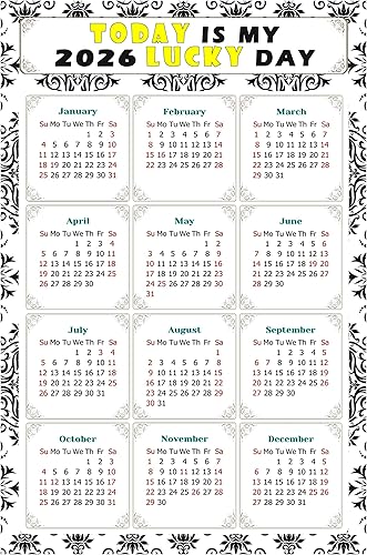 Calendario magnético 2024  Imanes del calendario  Today is my Lucky Day  Resistente a la decoloración, desgarros y agua  Temático 039 (5.25 x 8