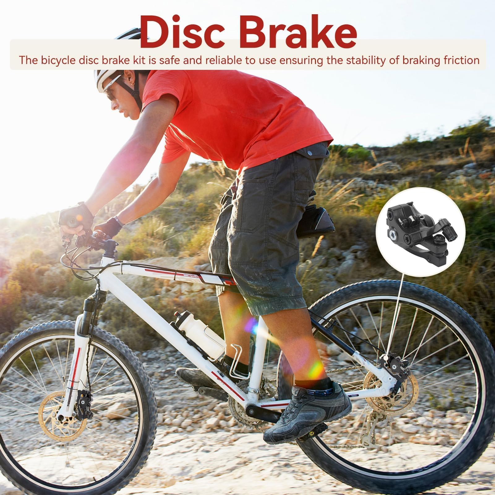 Agatige Set di Freni a Disco per Mountain Bike, Kit di Freno a Disco Pinza Anteriore e Posteriore MTB Accessori per Estrattori Cavi per Biciclette per Bici da Strada, BMX(Nero)