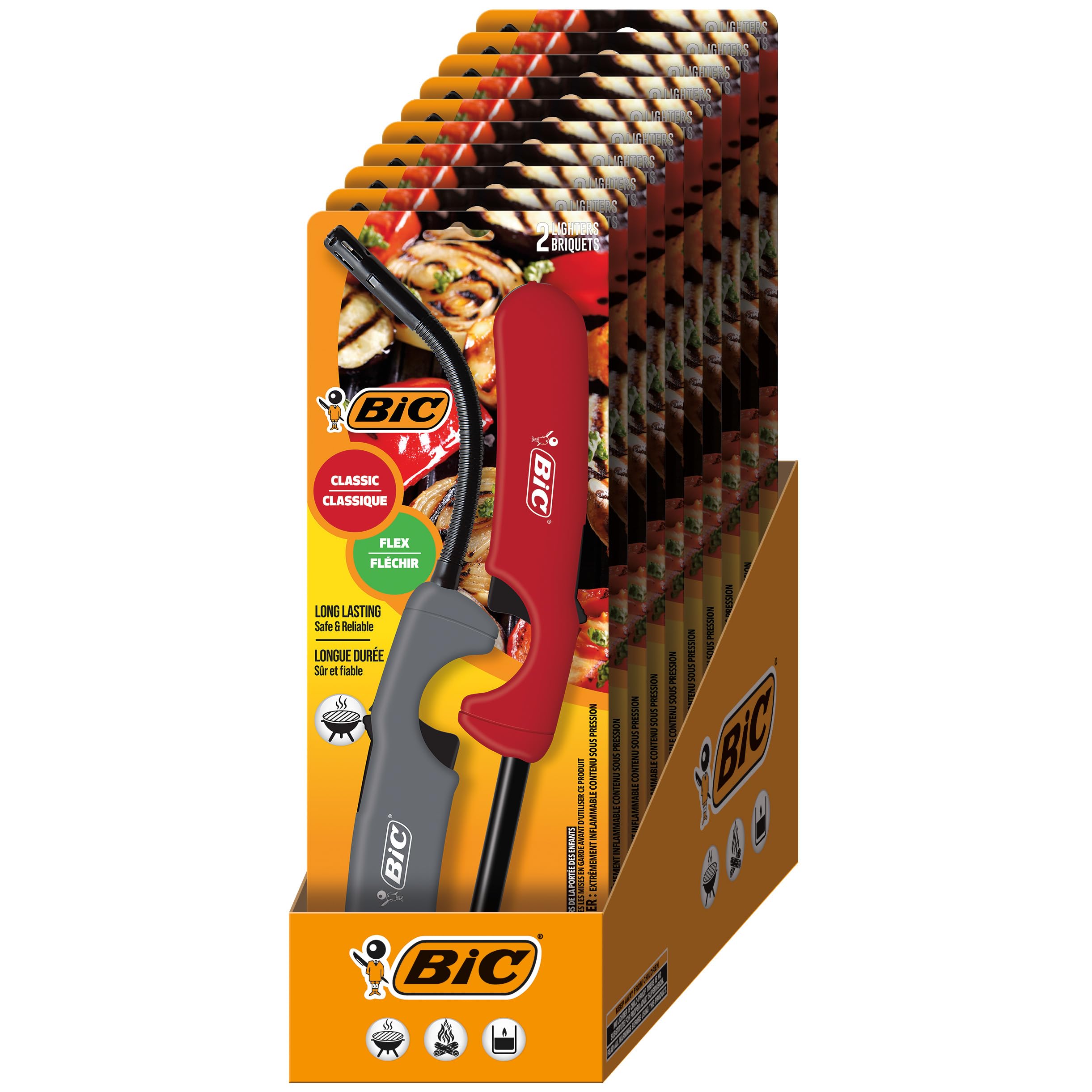 BIC Multi-Purpose Classic and Flex Wand Combo Lighter Pack Assorted Handle Colors 20-Count