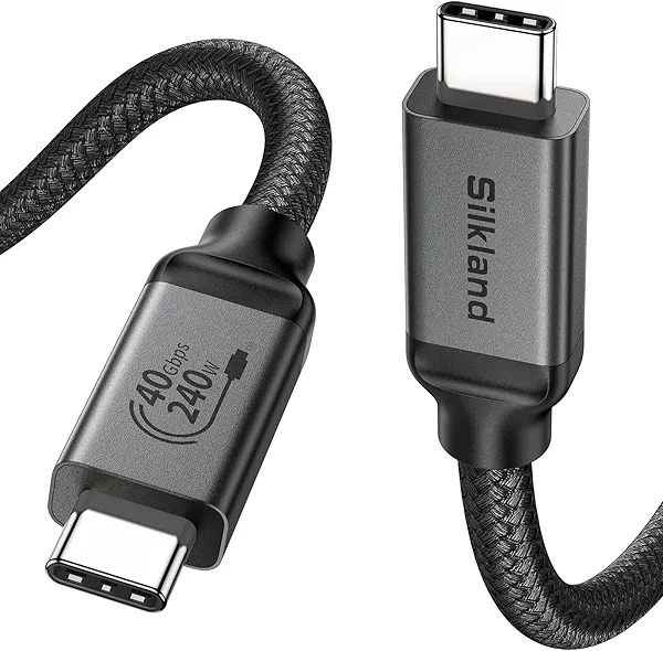 Silkland USB 4 Cable [USB-IF Certified] for Thunderbolt 4 Cable 3.3FT, 40Gbps Data Sync, 8K/5K@60Hz, 240W, USB C Thunderbolt Cable 1M, Compatible for MacBook, SSD, iPhone 16/15, Docking, eGPU, Monitor